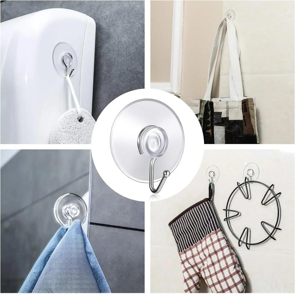 10/5 шт. Крючки на присосках 20/30/40/50/57 мм Прозрачные присоски с крючками для кухни, ванной комнаты, окон, стеклянной стены, вешалка