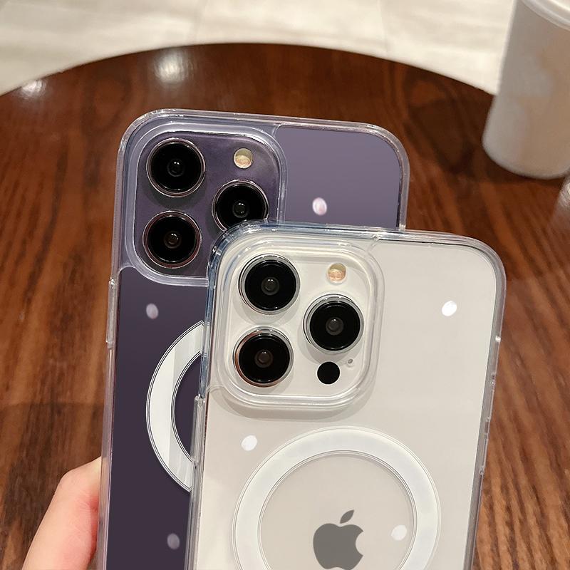 Для Magesafe Магнитный прозрачный беспроводной зарядный чехол для iPhone 11 12 13 14 15 16 Pro Max Mini Plus Ударопрочный жесткий чехол для ПК