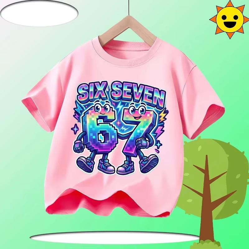 Kids 67 Themed Colorful Print TShirt Soft Cotton Fabric Breathable and Comfortable Ideal for Toddlers and Childrendf0337