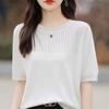 IHUASU Женский летний однотонный трикотажный топ Ice Silk с короткими рукавами