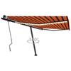 VidaXL Manual Retractable Awning with LED 450x300 Cm Orange and Brown 3069765