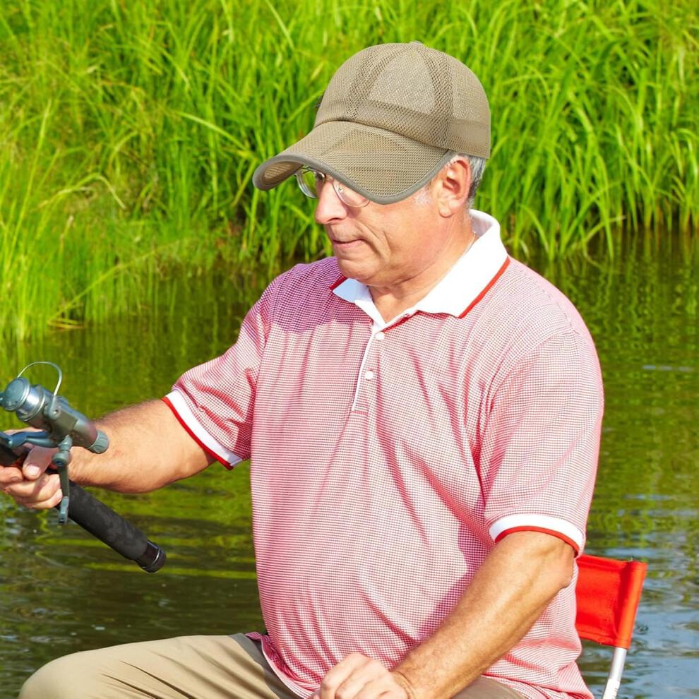 Mens Mesh Hat | Adjustable Sun Protection Mesh Baseball Hat | Sports & Outdoors Clothing, Fishing Accessories for Rock Climbing, Mountaineering,