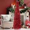 Yousheng 5FT Рождественская елка-карандаш с устойчивым основанием, блестящая снежинка, складная, реалистичная, праздничная, для дома и улицы, рождественская елка, украшение, праздничный подарок
