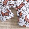 Infant Baby Boy Cute Cowboy Hat Print Short Sleeve Casual Style Jumpsuit