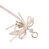 Elegant White Bowknot Keychain With Pearls Accent Sweet Charm Backpack Rings Handmade Jewelry Bag Pendant Gift for Women
