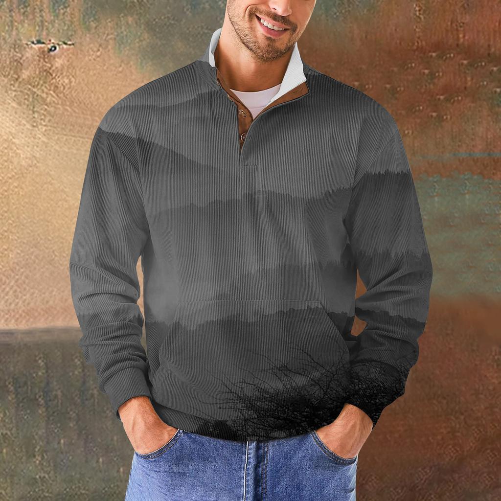 Мужская повседневная толстовка в стиле ретро с градиентным принтом