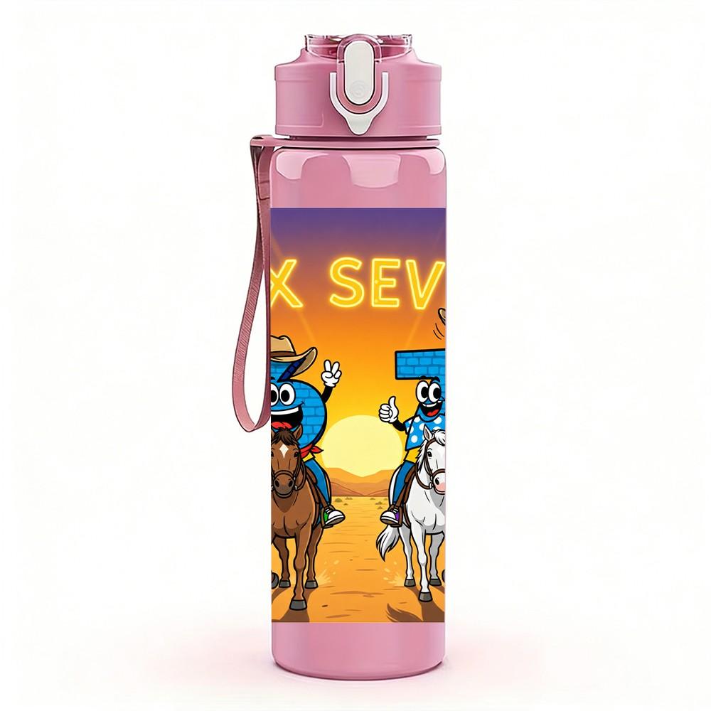 1PC Desert Cowboy Character Art Pattern 750ml Color Plastic Sports Water Bottle Leakproof Flip Straw Lid Suitable for Sports Office Home Use