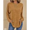 Loose Long Sleeve Crew Neck Ribbed Knit Casual T Shirt Top