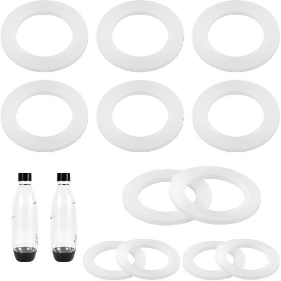 Gasket Replacements for Sodastream Bottle, White Silicone Bottle Lid Sealing Gasket Compatible with Sodastream Bottle Cap O Ring Replacement Parts