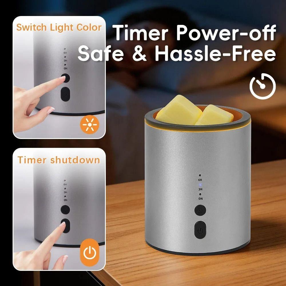 Multicolor Light Wax Warmer Aluminum Alloy Oil Burner Multi-functional Aroma Lamp Bedroom Decor