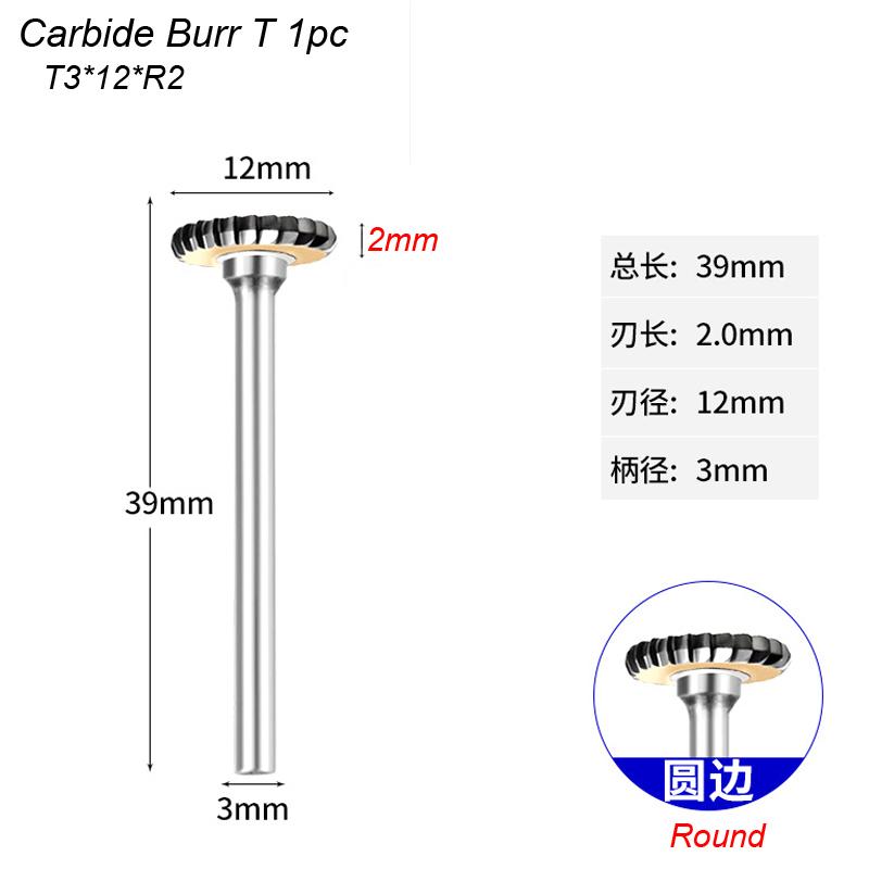 Твердосплавный вращающийся напильник типа T, дуговой резак по металлу, вольфрамовый твердый для алюминия, камня, пластика, резьбы, гравировки для металлообработки Dremel