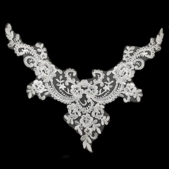 Женский кружевной воротник с аппликацией из ажурной ткани с цветочным узором и вышитым кружевным воротником для свадебного платья