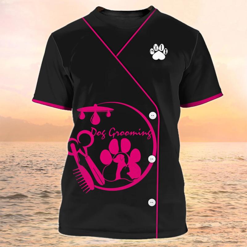 Футболка Puppy Groomer, рубашка унисекс, модная униформа, летнее платье с круглым вырезом, женская футболка больших размеров с короткими рукавами, топ в стиле Харадзюку