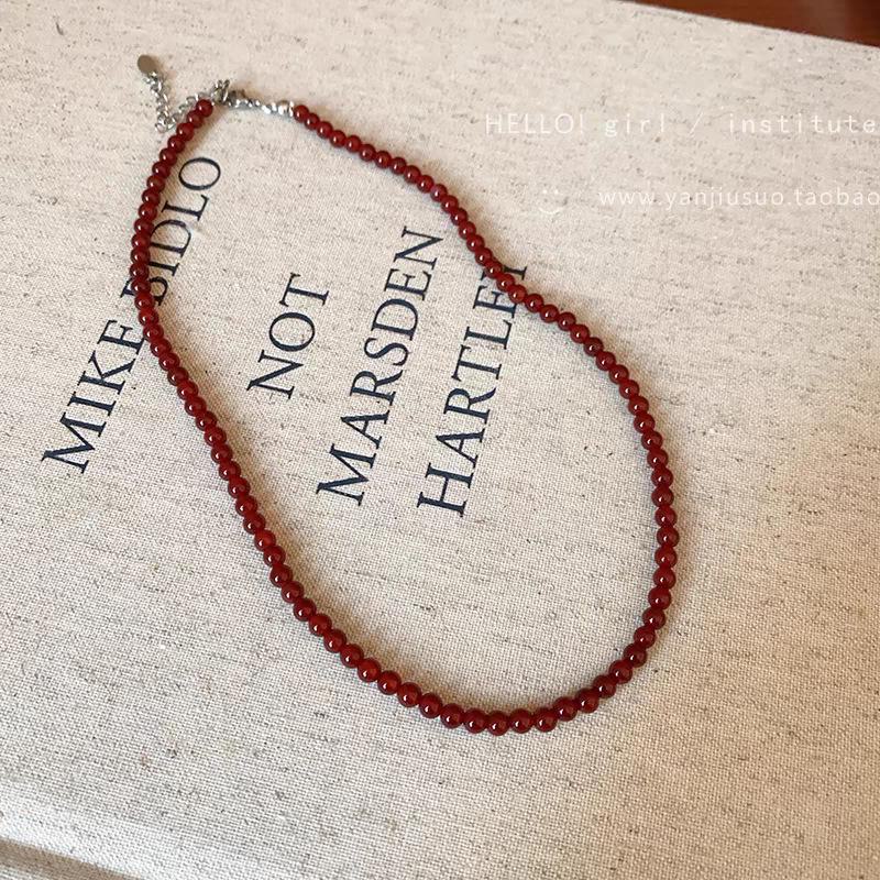 Ankola Red Pearl Beaded Retro Necklace - Autumn/Winter 2025 Collection