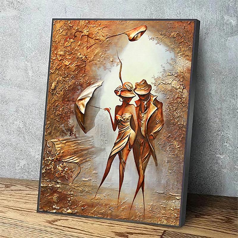 Abstract Wonderful Romantic Couple Painting On Canvas Wall Art HD Pictures Lovers Posters and Prints Warm Home Living Room Decor