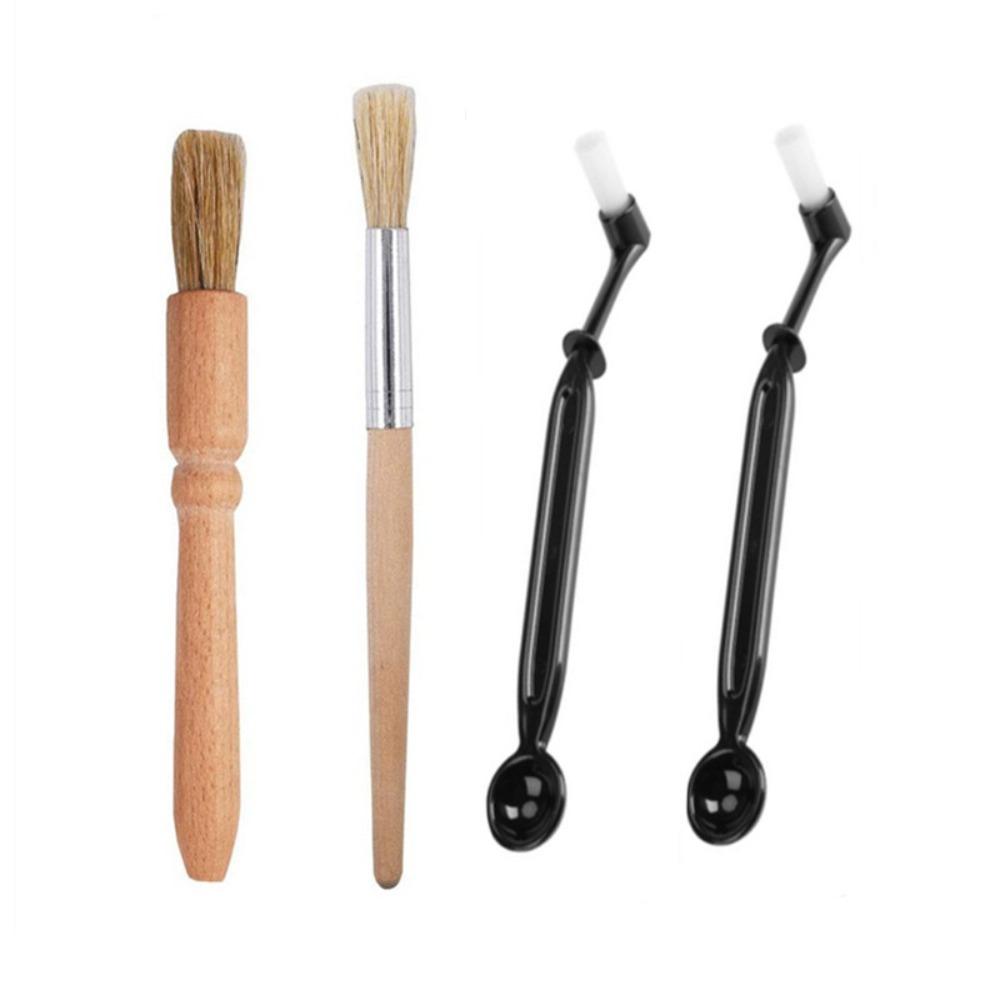 Nylon Coffee Brushes Wooden Handle Coffee Machine Cleaning Brush Coffee Brush Set Cleaning Tools