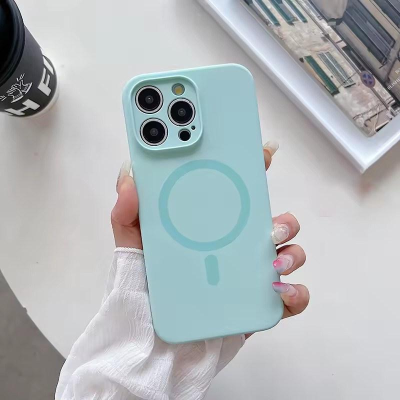 Оригинальный жидкий силиконовый матовый флуоресцентный чехол Magsafe для iPhone 16 15 14 13 12 Pro Max беспроводной зарядный магнитный мягкий чехол