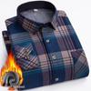 Men's Elastic Non-Iron Plaid Shirt - Warm, Thickened, Long-Sleeved for Casual or Business Wear In Autumn and Winter.