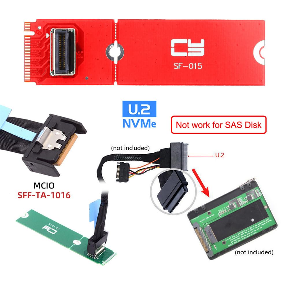 Xiwai To MCIO Female Mini Cool Edge IO Host Adapter Conversion Expansion Board for PCIe Nvme SSD 2280 2230 Converter Card PCI-E 5.0 4.0 M.2 M-Key