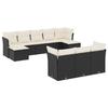 VidaXL Salon de Jardin avec Coussins 10 pcs, Canapés de Terrasse, Ensemble de Meubles de Patio, Mobilier d'Extérieur, Noir 3218326