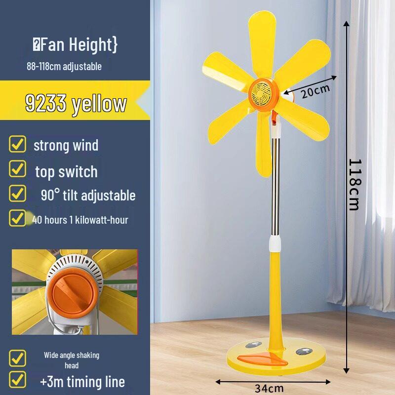 Compact Silent Cartoon Floor Fan for Dorms & Offices