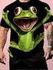 Футболка мужская с рисунком лягушки 3D - футболка с круглым вырезом и забавным мультяшным дизайном, яркие желтые и зеленые цвета, легкий полиэстер
