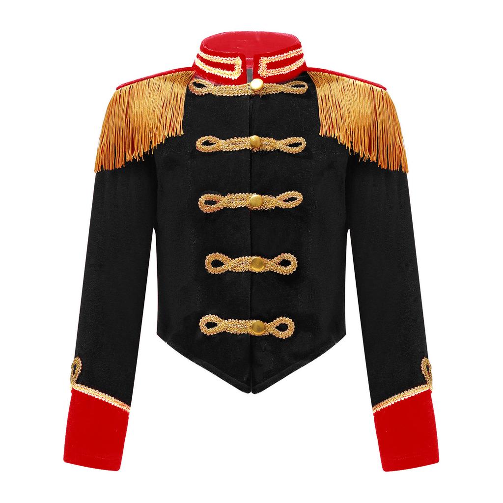 Boys Girls Drum Major Team Uniform Nutcrackers Costume Set Marching Band Tassel Jacket Coat Hat Outfits for Drummer Performance