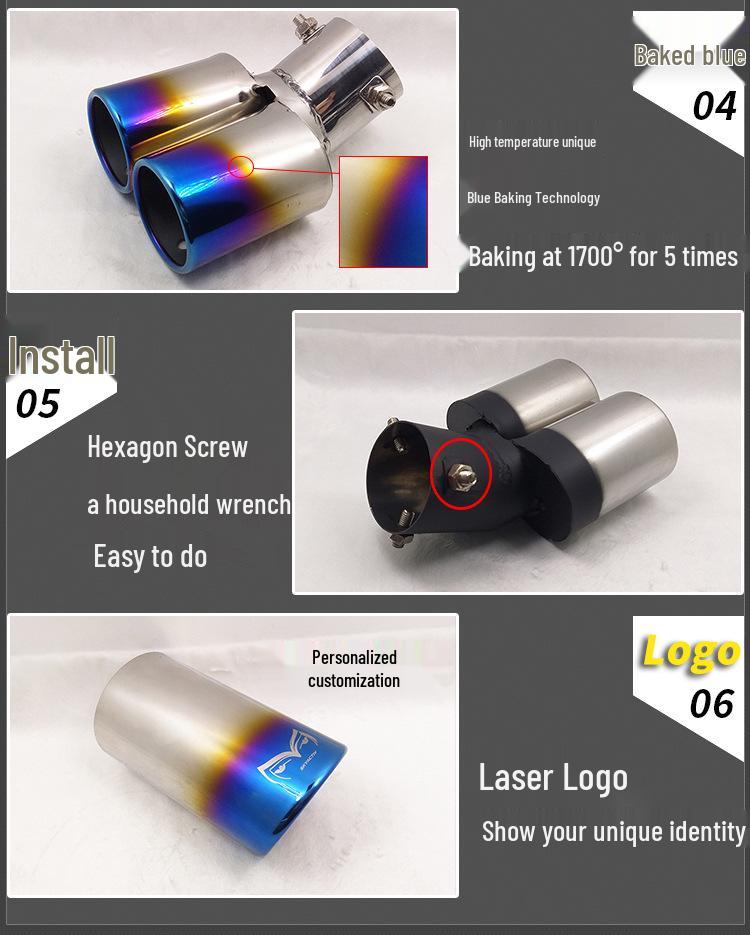 Compatible with Cruze, Focus, New Sail: Silver Slant Mouth Muffler Bend Pipe Tailpipe - 704c.