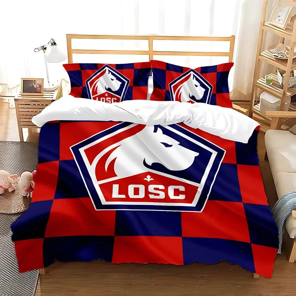 Football LOGO Duvet Cover Pillowcase Lille OSC Bedding Set Adult Boy Girl Bedroom Decoration Children Single Double Large Size