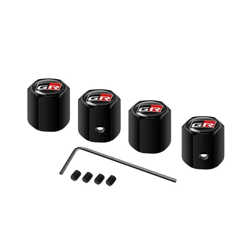 YDEM7 Alloy Anti-Theft Tire Valve Caps Car Wheel Stem Rim Caps Covers For Toyota GR Sport Yaris Corolla Hilux Supra C-HR Accessories