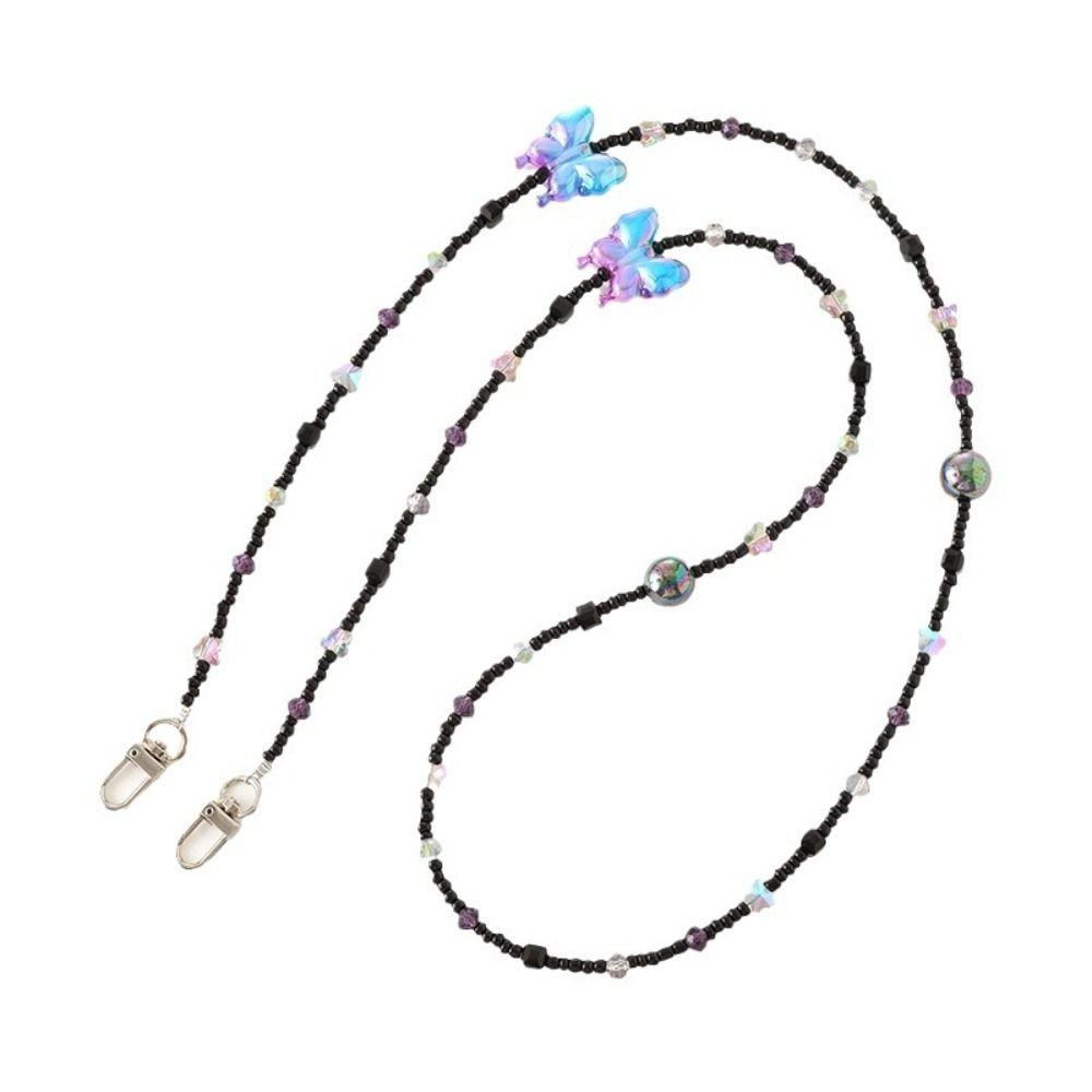 Ремешок для телефона с бусинами против потери, красочный шнурок для мобильного телефона с бабочками, мобильный телефон