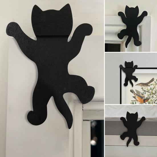 Изготовленная вручную дверная табличка «Котёнок, карабкающийся вверх», металлическое дверное украшение, деформируемая дверная табличка, украшение для дома