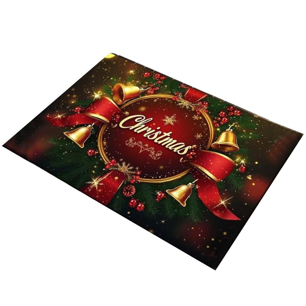 Anti Slip Christmas Carpet Non-Slip Durable Cartoon Bathroom Mat Retro Absorbent Santa Claus Elk Door Mat Home Decoration