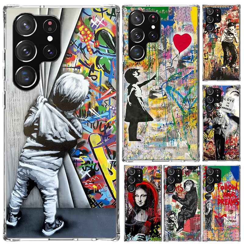 Banksy Graffiti Art Phone Case for Samsung Galaxy S26 S24 S23 Ultra S25 Edge S22 S21 Plus S20 FE + Soft Print Shell Funda Galaxy