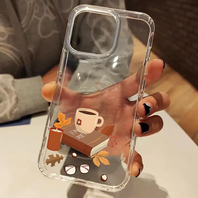 Осенний Коричневый Эстетичный Мягкий Чехол Для Телефона Для IPhone 16 16e 15 14 13 12 11 Pro Max 7 8 Прозрачный Силиконовый Мягкий Чехол