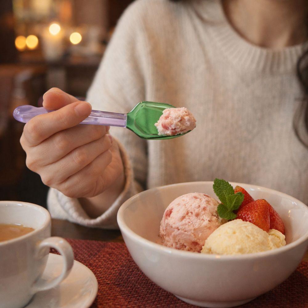 Colorful Glass Dessert Spoon Heat Cold Resistance Stirring Spoon Coffee Spoon Yogurt Oatmeal