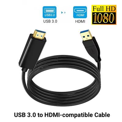 Кабель USB 3.0 на HDMI-совместимый, 1,8 м. Конвертер USB 3.0 в HDMI, 1080P. Видеошнур для проектора, монитора, ноутбука, ПК, адаптер.