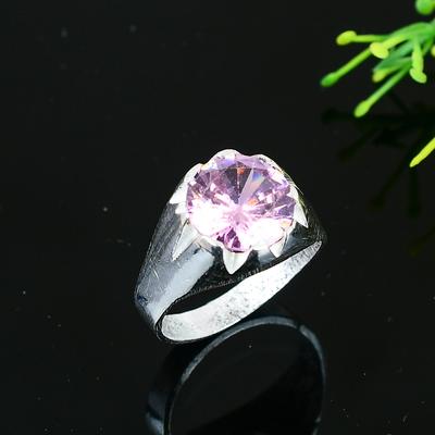 Подарочное кольцо из серебра 925 пробы с натуральным розовым кунцитом, размер 10,75 O8L00