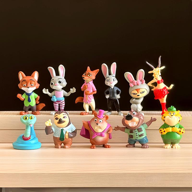 6Pcs/Set Zootopia Chibi Figures Set, Judy Hopps Nick Wilde Anime Collectible Model Toys, Gift for Kids Fans