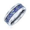 Titanium Width 8mm Celtic Knot Blue Silver Dragon Pattern Comfort Fit Wedding Ring Size 23 [Bling Jewelry]