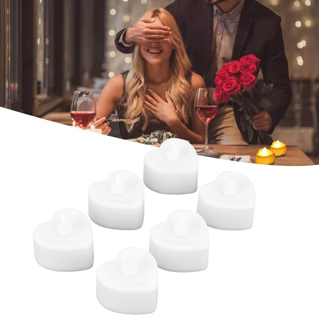 6pcs Electric Candle Lights Love Warm White Light Flameless Candles for Wedding Holiday Family Decoration