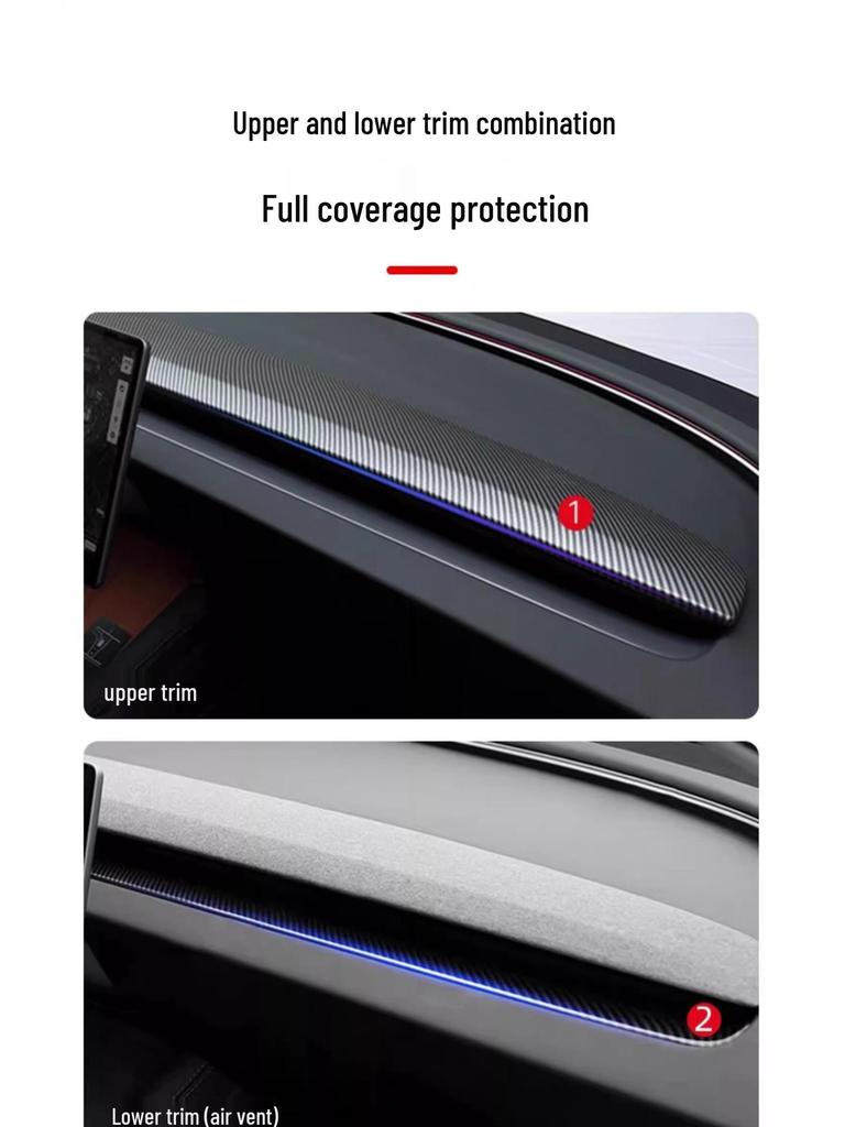 Tesla Model Y/3 Center Console Dashboard Decor Strip Interior Protection