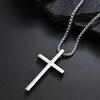 Cross Necklace for Men Women, Silver Color Plain Cross Pendant Collar with Stainless Steel Box Chain