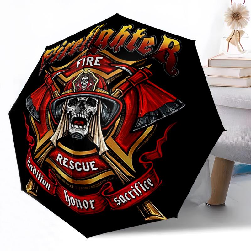 Firefighter Courage and Honor Outdoor Automatic Umbrella Retractable Design with 8-Rib Durability Lightweight Perfect Gift for Friends Family