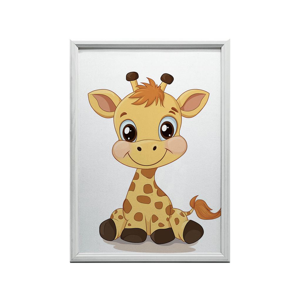 Baby Giraffe - Decorative Poster Baby Giraffe - Decorative Poster, 30X40 Cm, Light Oak Wooden Frame, Matte Paper 230 Gsm