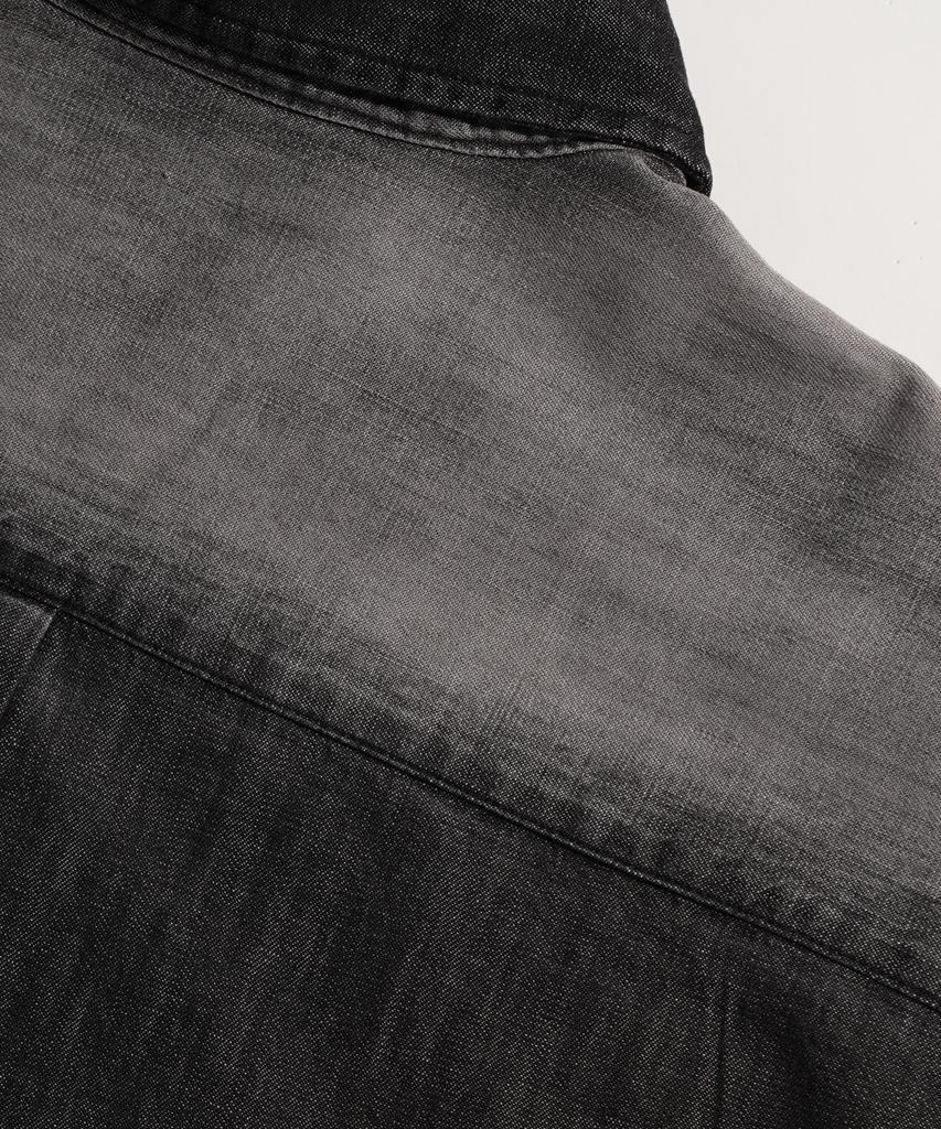 STENDS [M~4Xl] Fade Wash Denim Short Sleeve Shirt_Black