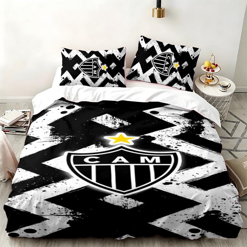 Clube Atletico Mineiro 3pc set Perfect for bedroom use Comfortable bedding set includes a duvet cover and two pillowcases Ideal birthday or Christmas 