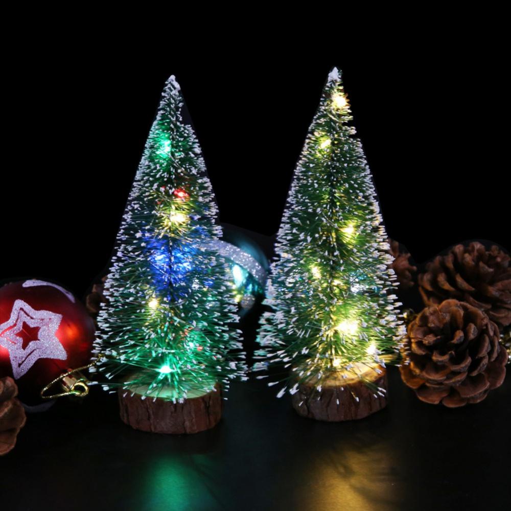 15/20/25/30cm LED Light Mini Artificial Christmas Tree Decoration Pine Needle Tree Green Cedar Xmas Tree Party Desktop Ornament