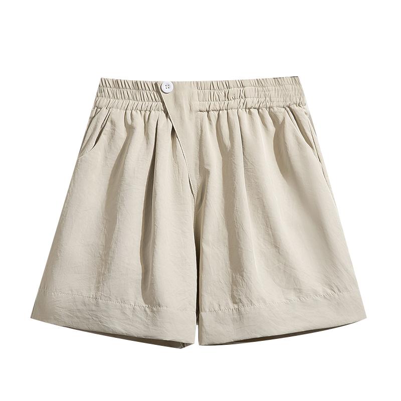 DIMANAF 2025 Шорты больших размеров Летние женские брюки с широкими штанинами Однотонные Свободные с высокой талией Повседневные шорты Базовые Шаровары Новые