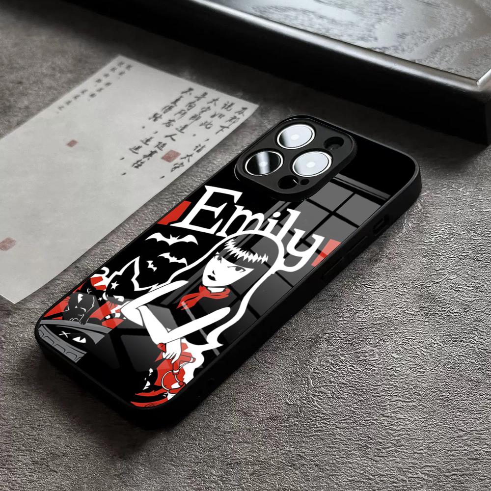 E-Emily The Strange Phone Case for iPhone 18 15 14 Pro 12 11 13 Mini X XR XS Max 8 7 6 Plus SE Glass Design Back Cover